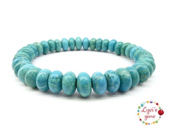 Detoxifying & Digestive System-Supporting Metal-Free Turquoise Bracelet,Gemstone Bracelet,Throat Chakra,Unisex Stretch Fit,Turquoise Jewelry