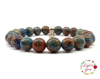 Rainbow Jasper Bracelet,Healing Crystals and Gemstones,Blue Rainbow Jasper Bracelet,Beaded Bracelets,Natural Rainbow Jasper, Yoga Bracelet