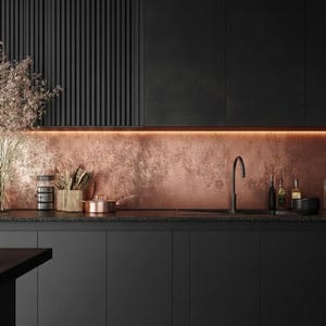 Custom Solid Copper Splashback | Handcrafted Copper Panel for Kitchen or Bathroom (Volcanic Earth)