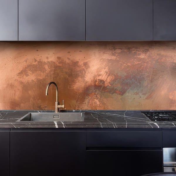 Paraschizzi in rame per cucina (stile 2)