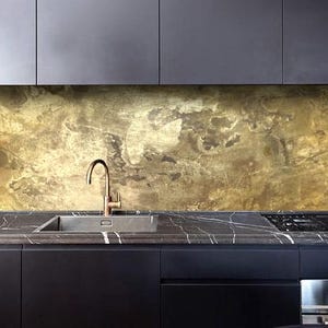 Brass Backsplash For Kitchen (Aged brass)