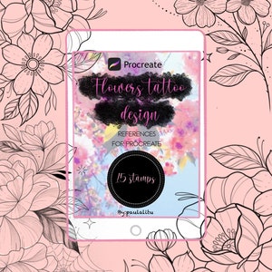 15 Procreate tattoo flowers stamps