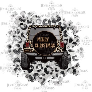 Christmas, 4x4 Off-road Boujee Christmas, Leopard Print, PNG, Custom Sublimation Transfer Ready to Print