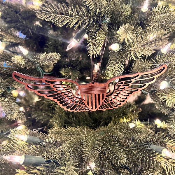 Basic Aviator Wings, Wooden Christmas Ornament, Make Aviation Great Again, Military