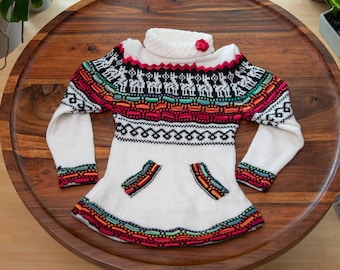 Alpaca Kids Sweater, Peruvian Alpaca Clothing, White Alpaca Sweater, Girls Sweater, Children's Alpaca Sweater, childrens alpaca jumper