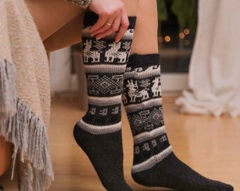 Pacote com 3 meias de alpaca | Meias de alpaca para mulheres e homens | Meias de lã de alpaca macias, quentes e aconchegantes para o inverno ou para presente