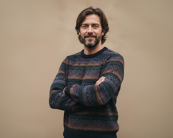 Maglione da uomo in alpaca Perù – Maglione in lana fatto a mano | Maglione da uomo Fairtrade Boho Chic