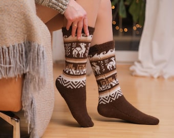 Pack of 3 alpaca socks for winter | sustainable and traditional from Peru | Perfect as a gift | warm and handmade alpaca wool socks