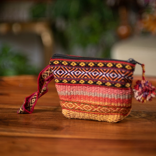 Boho Portemonnaie, ethno Geldbeutel, Kleine Geldbörse, Bunte Münzbörse, tribal Geldbeutel, Münztasche, Geldbörse aus Baumwolle, Peru