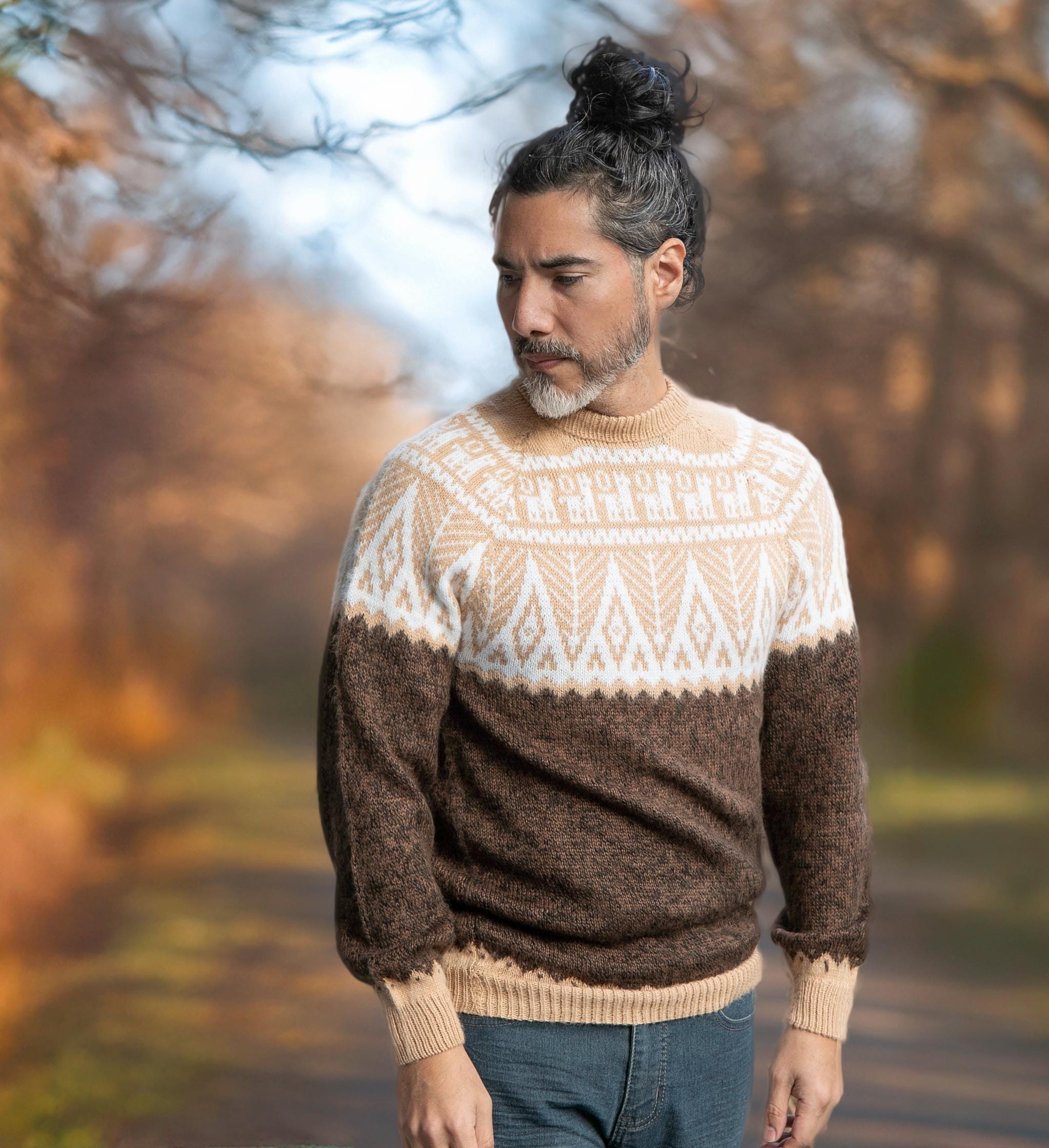 Alpaka Irischer Wollpullover Herren Hand Herren Pullover