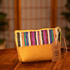 Borsa etnica colorata dal Perù - piccola borsa per il trucco o per cosmetici, ideale come regalo di Natale per la fidanzata, astuccio per matite