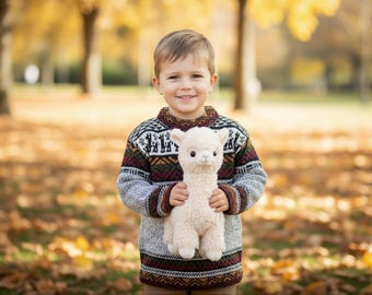 Alpaka Pullover Kinder | Weicher Alpaka Pulli | Warmer Kinderpullover, Winter Pulli | Bunter Strickpullover, Peru