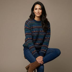 Alpaka Strickpullover – Damen Pullover aus Peru | Baby Alpaka Pulli | Bunter Woll Pullover