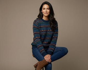 Maglione in maglia di alpaca – Maglione da donna dal Perù | Maglione in baby alpaca | Maglione di lana colorato
