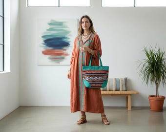 Ethnic Peruvian Bag | Boho Handmade Bags for Women | Hippie Shoulder Bags | Festival Bag | Tote Bag | Vegan Leather Bag | Peru