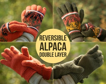 Alpaca Gloves: Warm Winter Gloves for Men and Women | Gift for Boyfriend, Girlfriend, Wife, Mum, Husband | reversible alpaca gloves | Aimara