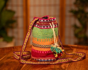 Handwoven Peruvian Bucket Bag | Boho Crossbody Mini Bag | Ethnic Women’s Bag | Unique Gift Idea | Christmas gift wife, mother, grandma