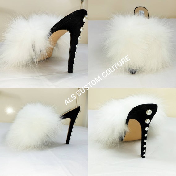 fluffy slip on heels