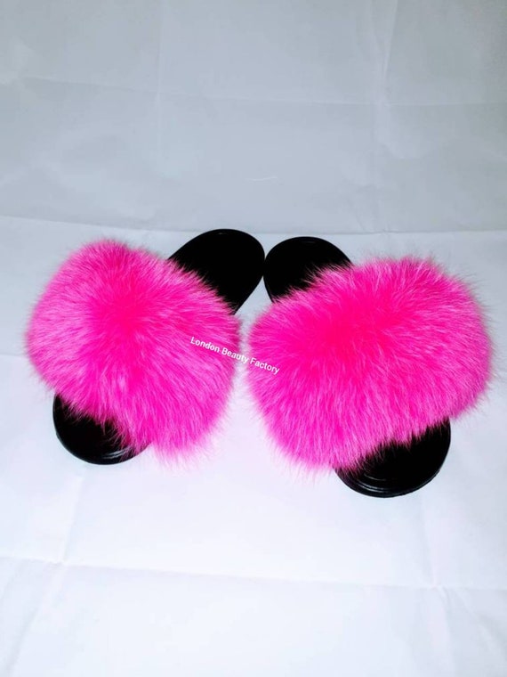 designer fur slides