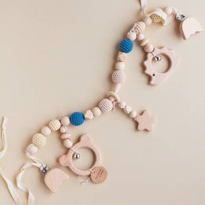 Personalized Wooden Stroller Pram Garland toys with Animals New mom gift, Stroller mobile Baby shower gift for expecting from Ukraine