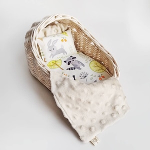 Pretend play Wicker doll basket 10.6&quot; with Bedding set for Doll Cradle Reborn Baby Bed Toddler toys from Ukraine