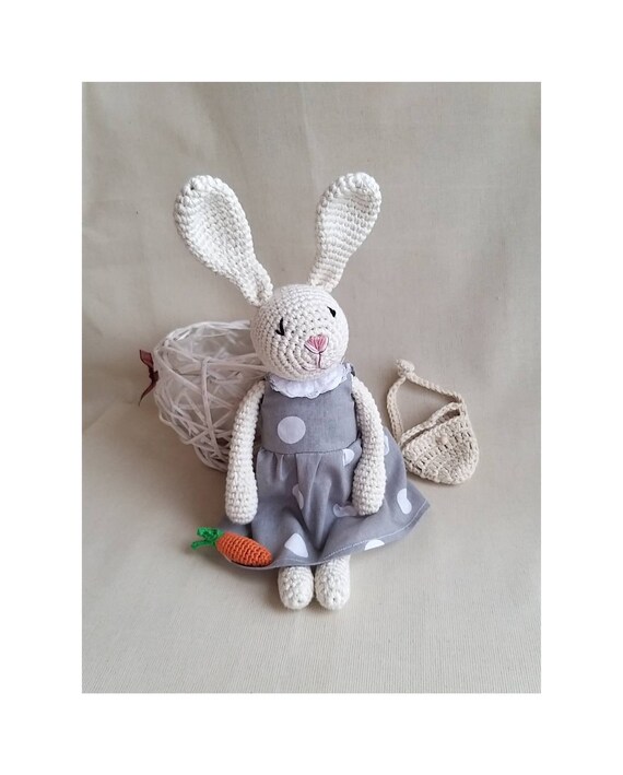 Knitted Bunny Stuffed Animal Toys Baby Christmas Gift for Kids 1 Year Old Girl Gift Pretend Play Toddler Etsy UK