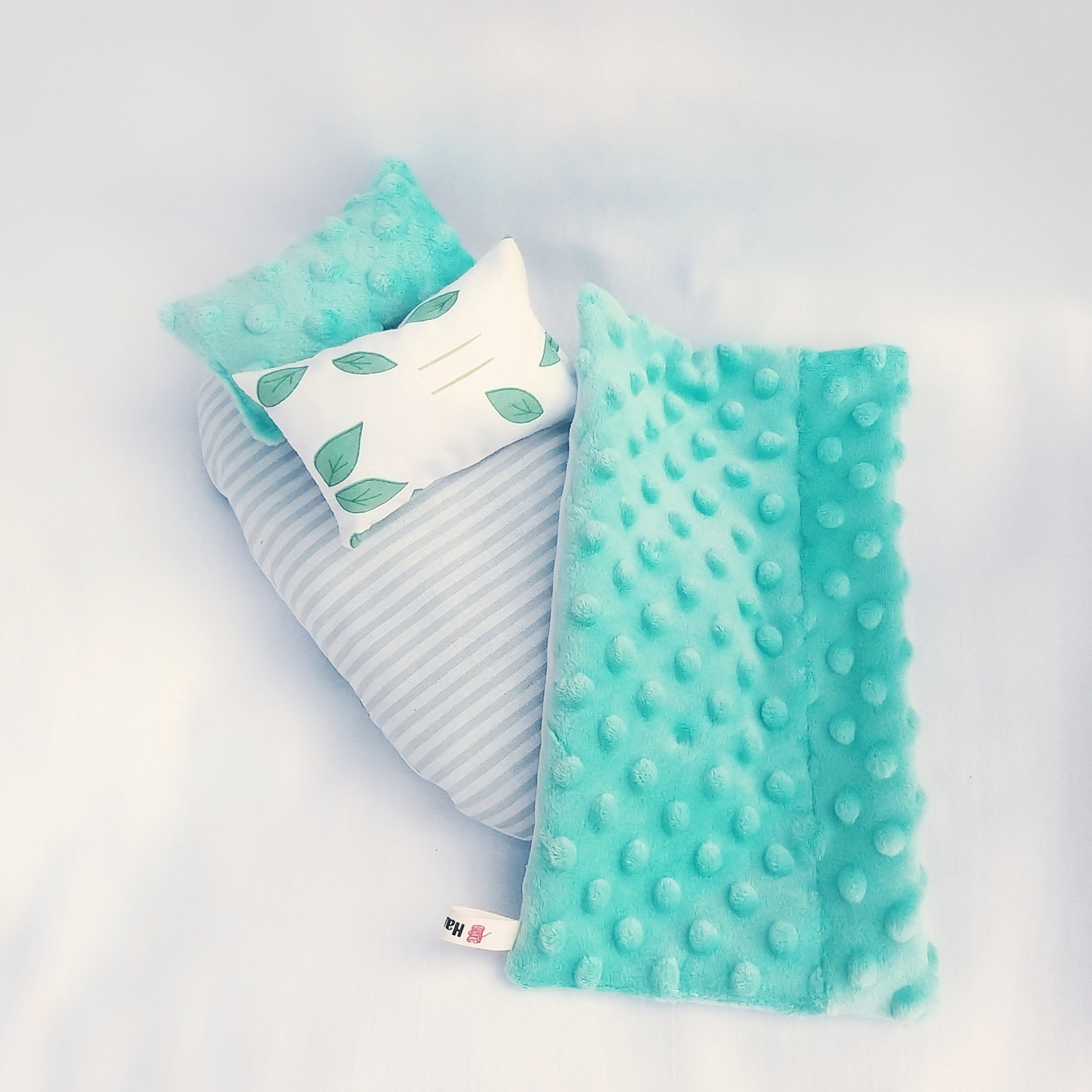 Doll cradle bedding set in light mint colors 10.6 Etsy