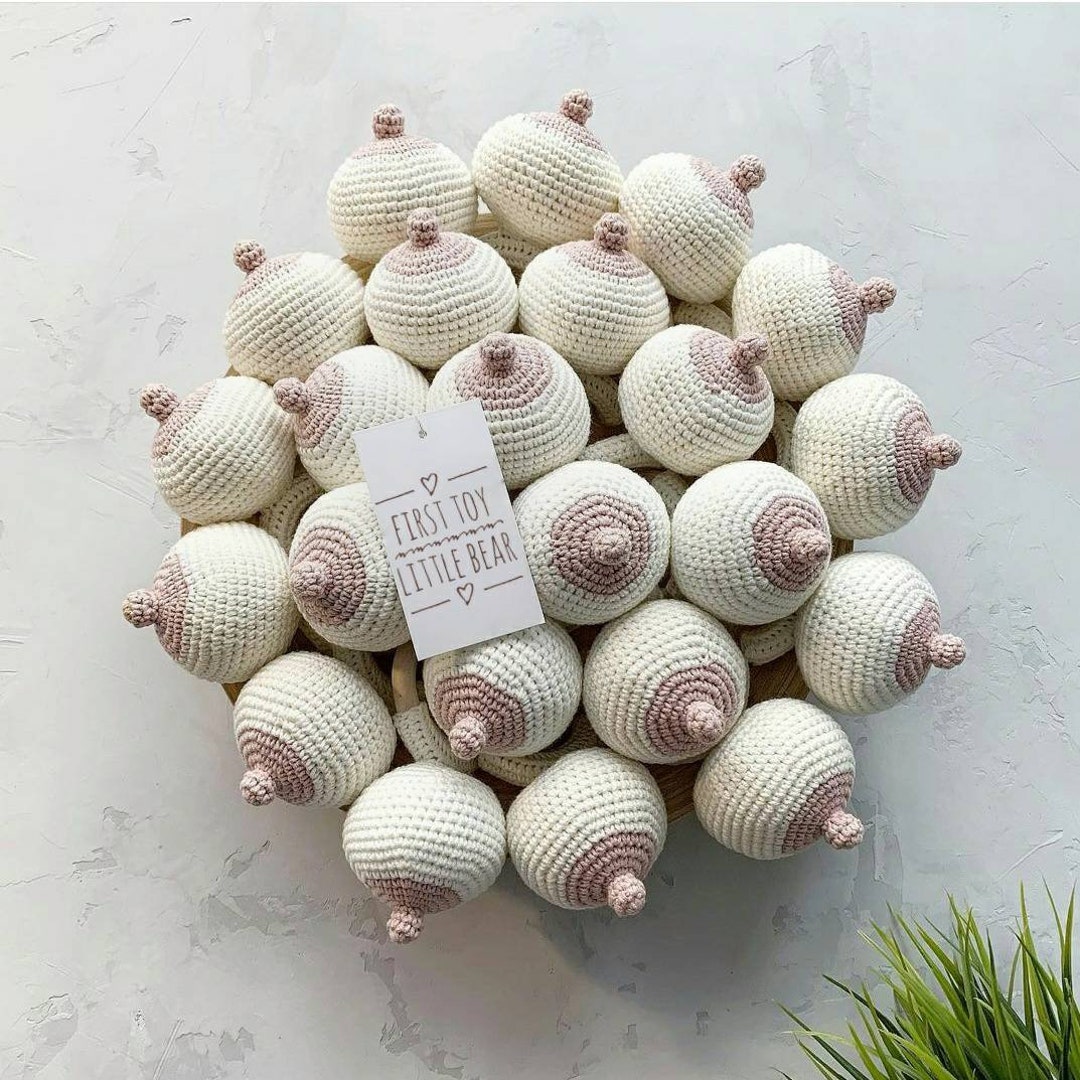Sistra Rattle Newborn Gift Crochet Baby Rattle Breast Toy for Expecting Mom, Gender ...