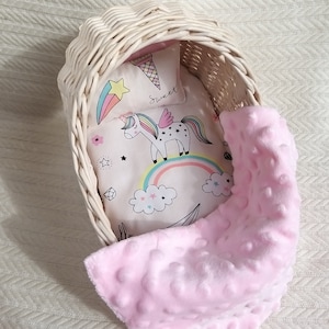 Handmade Doll Bed Cradle bedding set 10.6" Pretend play for kids, First birthday gift for toddler from Ukraine shops