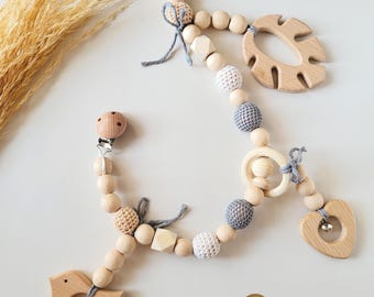 Wooden mobile for Newborn Stroller Pram garland for expecting mom, Safari Baby Girl Boy gift Montessori wooden toys Pregnancy gift set