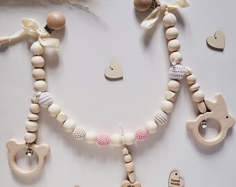 Wooden mobile for Newborn Stroller Pram garland for expecting mom, Safari Baby Girl Boy gift Montessori wooden toys Pregnancy gift set