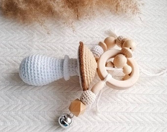 Stroller Chain for pram Mushroom postpartum gift for new mom, Pram garland clip on toy Best friend pregnant gift idea from Ukraine