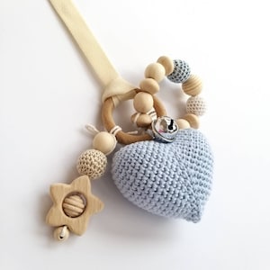 Wooden Stroller chain clip on baby boy toys for new mom gift basket, Pram garland play gym toys New baby gift for Expecting mom Hanging toys