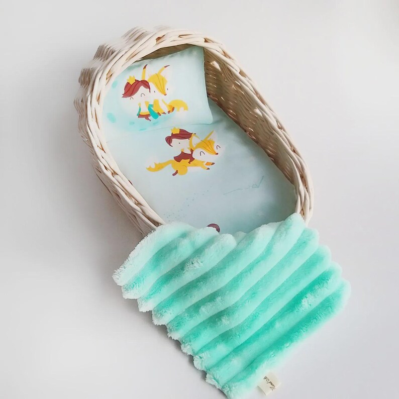 Dollhouse furniture for full body silicone baby doll Doll Moses Basket cradle bedding set 10.6" First birthday gift for toddler from Ukraine image 15