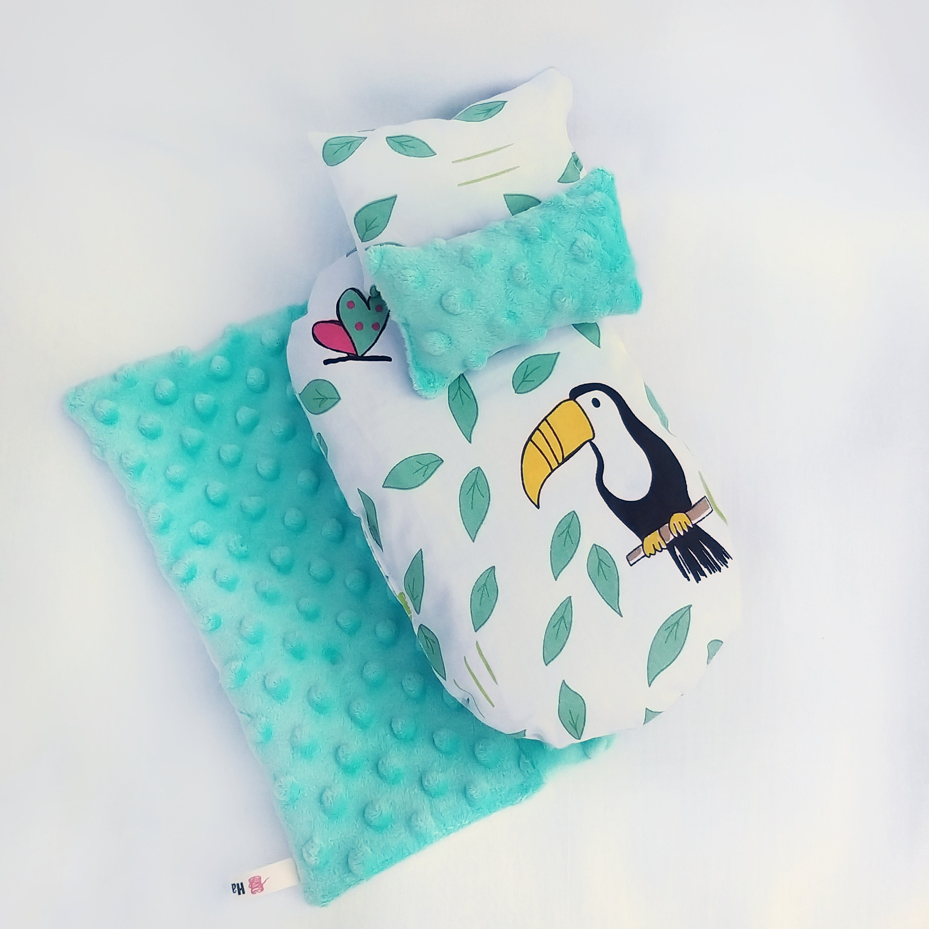 Doll cradle bedding set in light mint colors 10.6 Etsy