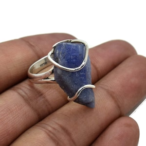 Delicate Tanzanite Ring 8 US Sterling Silver Jewelry Blue Solitaire Ring Gemstone Stacking Ring Vintage Style Tanzanite Ring Handmade Gift