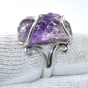 Raw Amethyst Ring,Natural Amethyst Rough Gems Ring,Raw Gmstone Ring,Rough Stone Ring,Jewelry Ring,925 Sterling Silver Amethyst Ring - OR-301