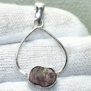 Sterling Silver Pink Tourmaline Pendant: pink Gemstone Handmade Jewelry