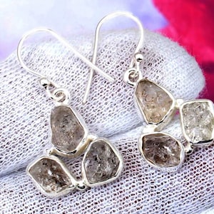 Herkimer Diamond Earrings , Handmade Herkimer Diamond Earring , Diamond Stone , Raw Rough Earrings, Herkimer Earrings, Gifts For Her