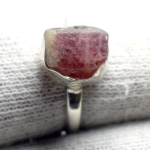 Raw tourmaline ring | pink tourmaline crystal ring | Rough tourmaline ring | Raw stone ring | Raw tourmaline jewelry | October Birthstone