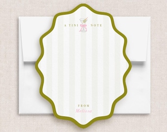 Tini Note Cards - Personalized Martini Wavy Stationery
