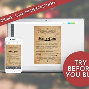 Gepersonaliseerde kerstmanbriefsjabloon, vintage stijl (digitale download) Onbeperkt aantal downloads afbeelding 2