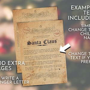 Gepersonaliseerde kerstmanbriefsjabloon, vintage stijl (digitale download) Onbeperkt aantal downloads afbeelding 7