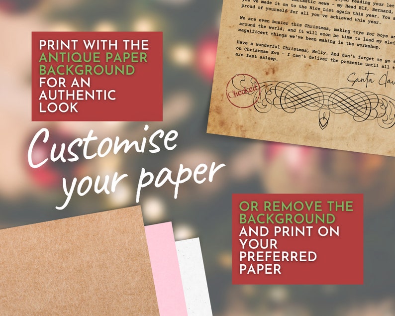 Gepersonaliseerde kerstmanbriefsjabloon, vintage stijl (digitale download) Onbeperkt aantal downloads afbeelding 6