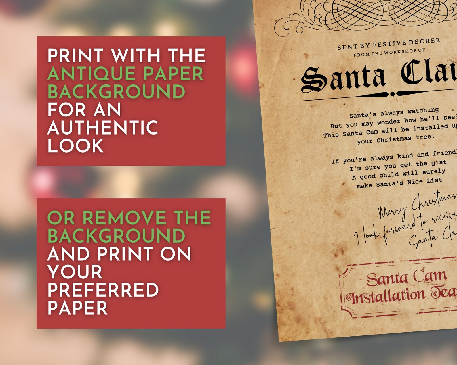 Printable Santa Cam Letter for Children Unlimited Downloads - Etsy Canada