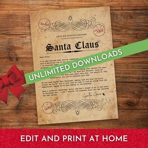Personalized Santa Letter Template, Vintage Style (Digital Download) Unlimited Downloads