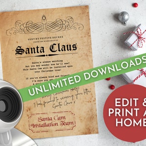 Carta de Santa Cam imprimible para niños, descargas ilimitadas
