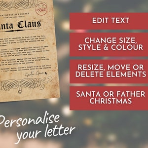 Gepersonaliseerde kerstmanbriefsjabloon, vintage stijl (digitale download) Onbeperkt aantal downloads afbeelding 5