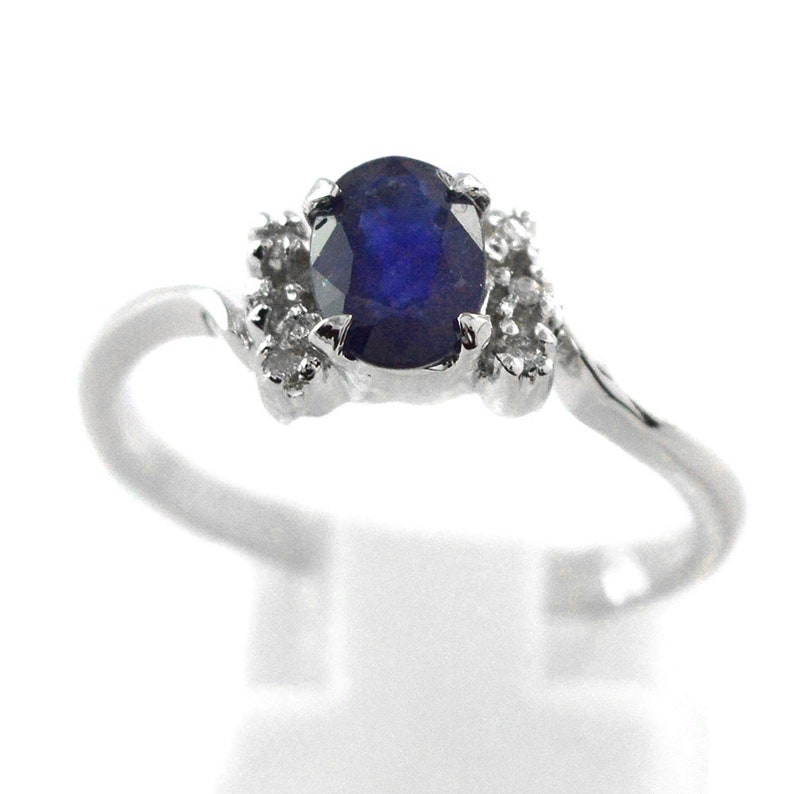 925 Sterling Silver Statement Ring Blue Sapphire And Diamond Ring Blue Stone Ring Gemstone Ring