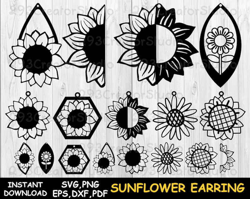 Download Sunflower Earring svg Flower earring SVG Teardrop earring ...